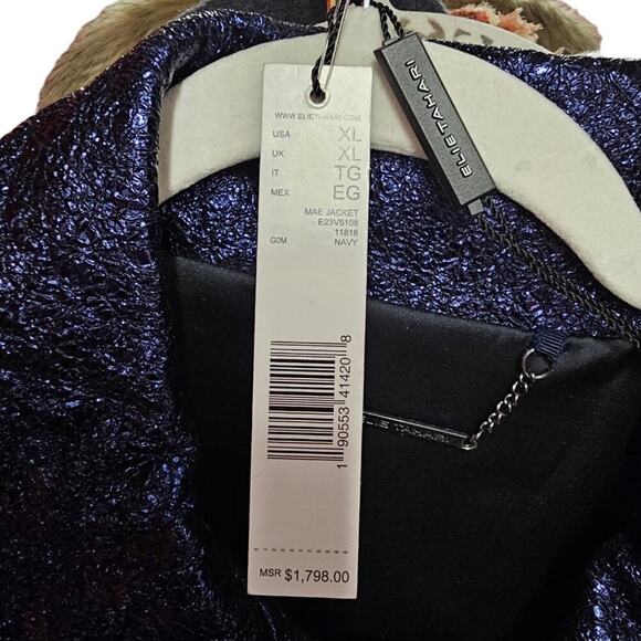 ELIE TAHARI WOMENS MAE LAMB LEATHER METALLIC Moto jacket size XL NEW $1798 MSRP - Picture 16 of 16